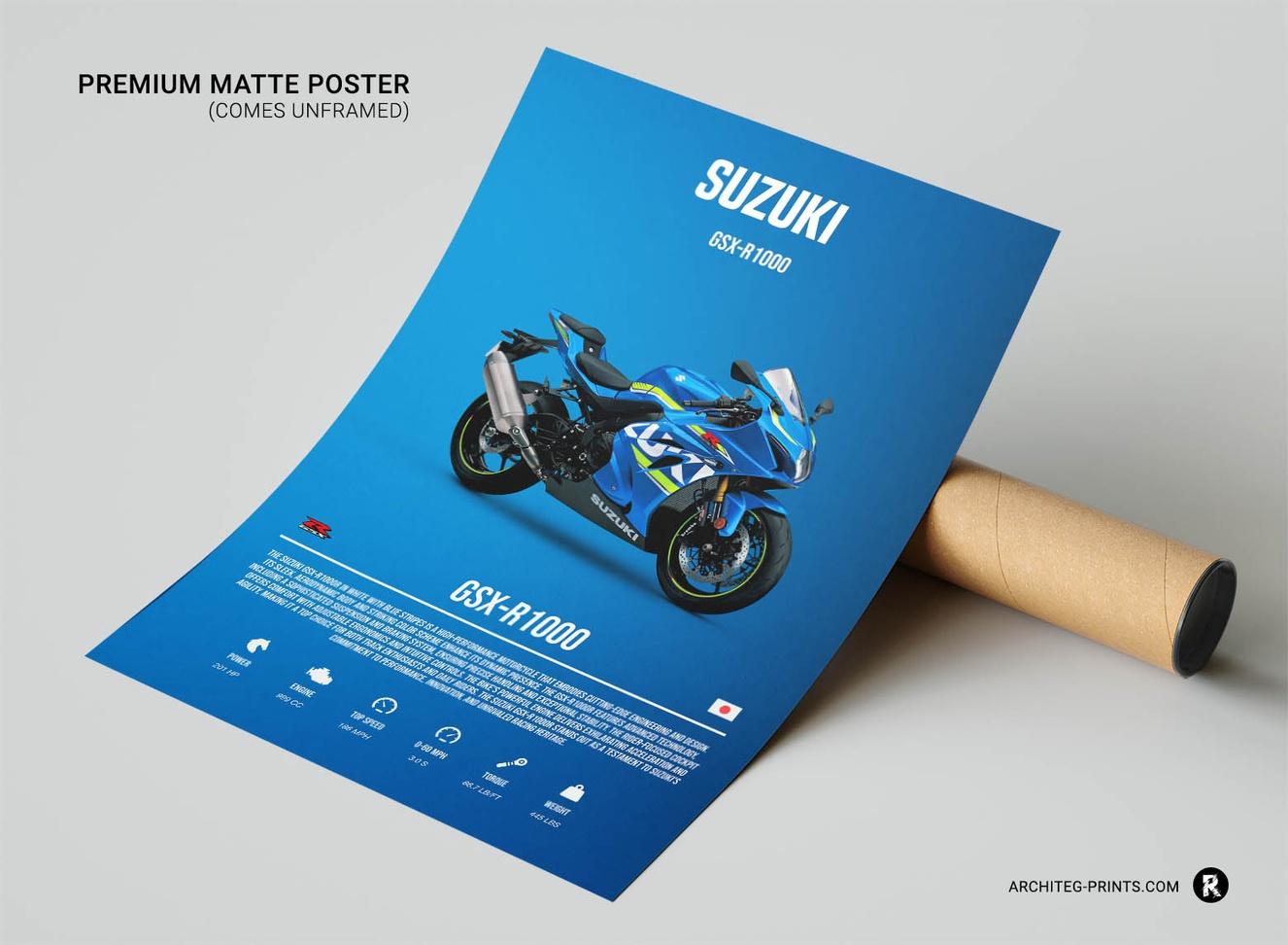 Suzuki GSX-R 1000 - Superbike Motorcycle Poster Print | Architeg